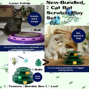 NEW 2-Cat Scratch, Bat, Play Toy Bundle